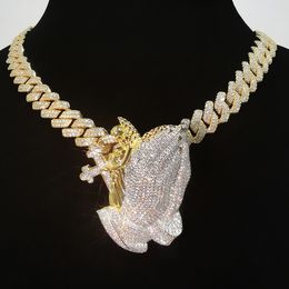 Pendant Necklaces Hip Hop Pendants Necklace CZ Stone Cross Angel Charm For Men Women Jewellery Gift 230804