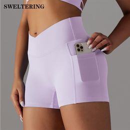 Women's Shorts Summer Pocket High Waist Shorts Women Scrunch Butt Yoga Shorts Push Up Gym Shorts Athletic Booty Workout Short Women Clothing 230807