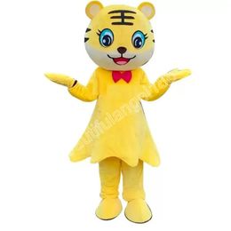 Yellow Tiger Mascot Costume Cartoon Character Outfit Suit Halloween Party Outdoor Carnival Festival Fancy Dress for Men Women