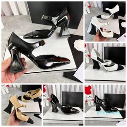 2023-Open Shoes Black Designer Women High Heel Patent Leather Heels Party Heels Dress Sandals