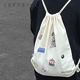 School Bags Fashion Cartoon Dog Cute Drawstring Backpack for Women Kawaii Canvas Y2k Korean Travel Girls Back Pack 230807