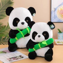 Zoo with the same giant panda holding bamboo doll children's doll cute plush toy panda gift to the child 40cm R230807