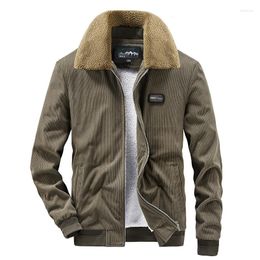 Men's Jackets Winter Warm Corduroy Fashion Man Thermal Cotton Coats Casual Outwear Fur Collar Mens Fleece Clothing M-4XL