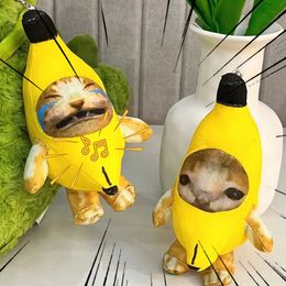 Plush Dolls Banana cat crying key chain banana meow squeaking doll funny Stuffed toy pendant ugly cute birthday gift 230807