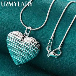 URMYLADY 925 Sterling Silver Heart Photo Frame 1618202224262830 Inch Pendant Necklace For Women Wedding Fashion Jewelry L230704