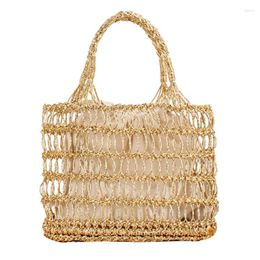 Evening Bags Gold And Silver Thread Hollow Handwoven Women Bag Fashion Holiday Beach Handbag Straw Woven