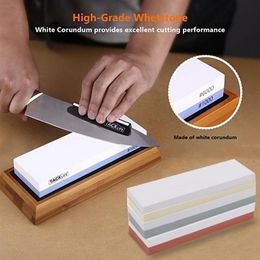 Knife Sharpener Whetstone Double Sided Knife Sharpener System Water Stone Honing Kitchen Tool 2-IN-1 600 1000 3000 5000 Grit2466