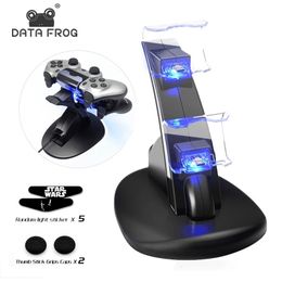 Other Accessories DATA FROG LED Dual USB Charging Dock Charger Controller Holder Stand For Sony Slim Pro Gamepad Free Gift 230804