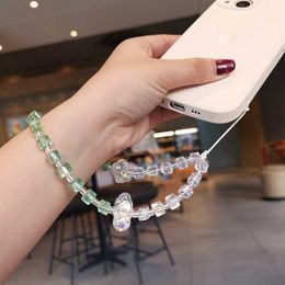Cell Straps Charms Mobile Lanyard Handmade Beaded Cloud Chain Wrist Strap Round Bead Pendant Women's Cute Pendant Anti Loss Pendant