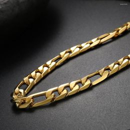 Chains Wholesale Fashion Jewelry Gold Plated High-Quality 8MM Figaro Necklaces For Woman Man Charm Wedding Gifts