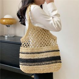 Evening Bags Summer Straw Shoulder For Women Striped Woven Beach Vacation Shopping Casual Tote Bag Female Handbags