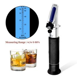 Refractometers Alcohol Refractometer Handheld 080% ATC Spirits Tester Meter Alcoholometer Liquor Wine Content Tester Without Box 230804