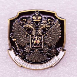 Pins Brooches Russian Federation State Emblem Brooch Coat of Arms Enamel Pins HKD230807