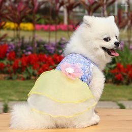 Dog Apparel Summer Cat Pet Tulle Skirt Floral Princess Dress Puppy Suspenders Lovely Pattern Lace Clothes Wedding Clothing