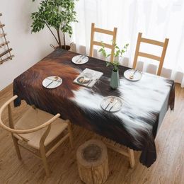 Table Cloth Rectangular Waterproof Oil-Proof Scottish Highland Cow Cowhide Texture Tablecloth Covers Animal Hide Leather