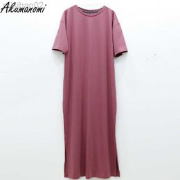 Basic Casual Dresses Plus Size Maxi Long Cotton Tshirt Dresses For Women Summer 2021 Ladies Casual 4xl 5xl 6xl 7xl 8xl 9xl 10xl Harajuku Boho Dress HKD230807