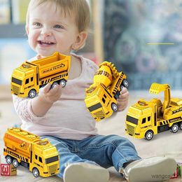 Diecast Model Cars Kids Toy Car Pull Back Engineering Vehicle Simulation Fire Engine Military Truck Model Boys Toys for Children Gifts R230807