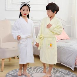 Women's Sleepwear Cotton Children's Bathrobe Thickened Towel Material Baby Pajamas Boys And Girls Hooded Swimming Nightgown