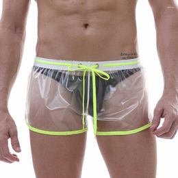 Underpants Sexy Transparent Men Boxers Underwear Beach Swimwear Shorts Man PVC Waterproof Bathing Suits Surf Swim Trunks(no Briefs