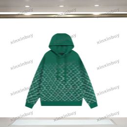 xinxinbuy Men women designer Sweatshirt Hoodie Gradient Letter Printing sweater gray blue black white XS-2XL