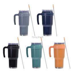 40oz Tumbler with Handle Insulated Sliding Lid Drink Thermal Cup Coffee Travel Mug for Hot and Cold Beverage Outdoor Portable HKD230807