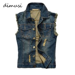 Men's Vests DIMUSI Summer Ripped Mens Denim Vest Male Tank Top Washed jeans waistcoat Man Cowboy Brand Hip Hop Sleeveless Jacket 6XL YA564 230807