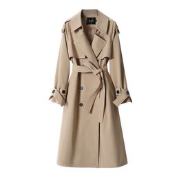 Women's Trench Coats Trench Coats Women Autumn Winter Korean Classic Double Breasted University Style Loose Medium Length Female Clothing Tops 230804