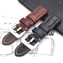 Watch Bands Handmade Retro 22mm 24mm Leather Strap Band Man Straps Brown Black With Stainless Steel Buckle Wristwatch Belt