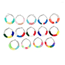 Hoop Earrings Green And Pink Stainless Steel White Red Blue Boho Creole Handmade Jewellery Y2K Accessories For Women Kids