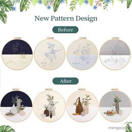 Chinese Products Beautiful Plants Vases Flowers Pattern Embroidery For Beginners Water-soluble Printed Cloths Diy Embroidery Material R230807