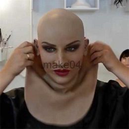 Party Masks Party Masks Full Latex Mask For Halloween With Neck Head Creepy Wrinkle Face Cosplay Props Women J230807