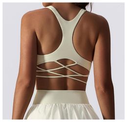 Women's Tanks Sexy Nude BeautY Back Yoga Women Vest Bra Gathered Shockproof Sports Bottoms Run Fitness Clean Breathable Soft Tank Top Female