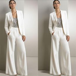 2pcs Formal Women Mother Ivory Pants Suits Mother of The Bride Pant Suits Office Business Lady Jacket For Wedding Party Bridal Eve233i