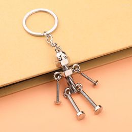 Keychains Screw Robot Keychain Metal Body Key Chain Vintage Steampunk Fashion Keyring Jewellery