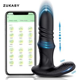 Male Thrusting Prostate Massager Bluetooth App Vibrator for Men Gay Anal Plug Wireless Remote Butt Couples