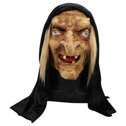 Party Masks Halloween Scary Adult Old Witch Mask Latex Creepy Halloween Dress Grimace Party Costume Accessory Cosplay Props Adult size J230807