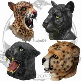 Party Masks Latex Realistic Wild Cat Cheetah Panther Lion Jaguar Mask Props Halloween Party J230807