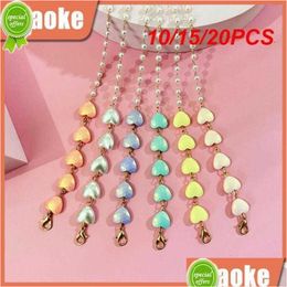 Tapestries 10/15/20Pcs Heart Pearl Beaded Sunglasses Lanyards Metal Women Necklace Fashion Glasses Chain Mask Hanging Rope Anti-Drop Dh3Q8