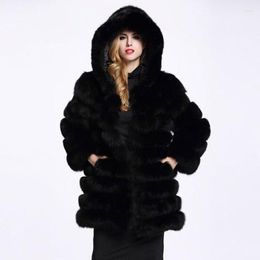 Women's Fur Fashion The Artificial Wool Long Jacket For Women Winter Keep Warm Beautiful Slim Fit Lmitation Hair Mid Length