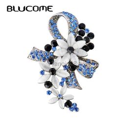 Pins Brooches Blucome Vintage Turkish Brooches Flower Bowknot Brooch For Women Scarf Simulated Opals Antique Silver Colour Hijab Pin Bijuterias HKD230807