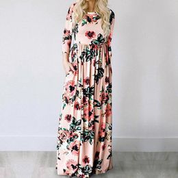 Urban Sexy Dresses Summer Maxi Dress Women Pink Floral Print Boho Beach Dress Ladies Evening Party Long Dress Sundress Vestidos de festa 3XL 230804