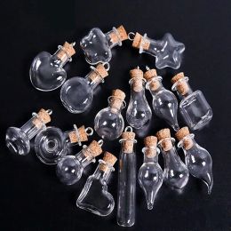 wholesale Lovely Small Glass Bottle Tiny Clear Empty Glass Wishing Message Vial With Cork Stopper 25mm Mini Container LL