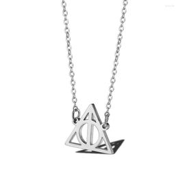 Pendant Necklaces Stainless Steel Magic Themed Necklace Deathly Hallows Jewelry Charm Girlfriend Wedding Birthday Gifts For Teens Girls