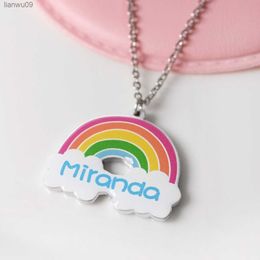 Custom Name Necklace with Rainbow Personalized Name Necklace Rainbow Pendant Name Jewelry Birthday Gift for Her Birthday Gift L230704