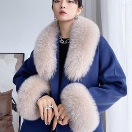 Scarves Winter Natural Real Fur Collar Scarf Women Neck Warm Shawl Fashion Coat Decorate Sleeves Cuffs One Set