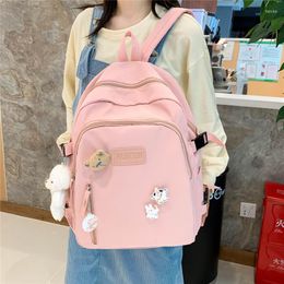 Storage Bags Japanese Neutral Style Pure Colour Schoolbag Female Korean Girls Heart High School Students College Wind Large Capacity Backpack