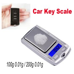 wholesale Portable Mini Digital Pocket Scales Car Key 200g 100g 0.01g for Gold Sterling Jewellery Gramme Balance Weight Electronic Precision LL