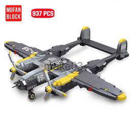 Architecture/DIY House Military P38 Lightning Fighter WW2 Aircraft Building Blocks US Army Weapon Airplane Model Bricks Kids Toys Boys Birthday Gifts J230807