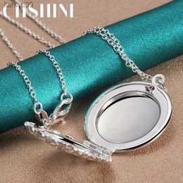 CHSHINE 925 Sterling Silver Round Photo Frame 1630 Inch Pendant Necklace For Women Charm Wedding Engagement Fashion Jewellery L230704