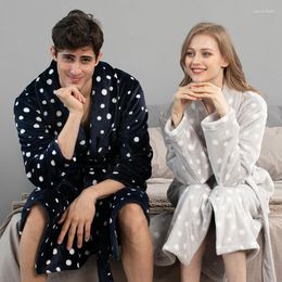 Women's Sleepwear Thicken Warm Flannel Robes Women Men Winter Pyjamas Lovers Nightgowns Bath Robe Female Gowns Couple Home Clothes